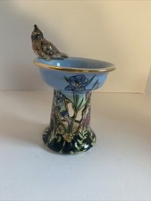 Vintage Heather Goldminc ROBINS SONG Tealight Wax Warmer Birdbath Blue Sky 2002 picture