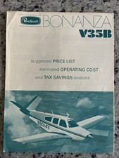 Vintage 1972 Beechcraft Bonanza V35B Airplane Dealer Catalog Brochure Price List picture