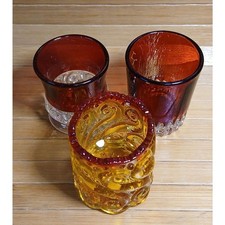 Lot of 3 Vintage Czech Bohemian Ruby Red Chrystal Shot Glass Toothpick Holder picture
