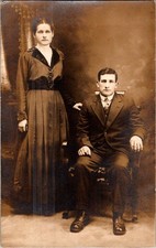 1907-10's RPPC HUSBAND & WIFE MR & MRS AMOS WARNER REAL PHOTO POSTCARD picture