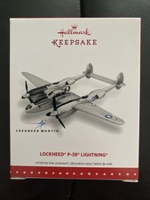 Hallmark Keepsake Lockheed Martin P-38 Lightning Airplane Tree Ornament 2015 Cib picture