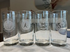 NSC Situation Room Space Force Army Navy Tall Etched Glasses Lot of 4 picture