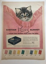 1953 Chatham Purrey Blanket Rayon Wool Vintage Print Ad picture