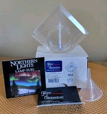 Vintage Starfire Oil Lamp Glass Dimensions MCM Geometric Retro #854 picture