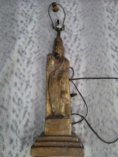 Midcentury Guanyin Chinese God Chalkware Kuan Kwan Yin Figure Statue lamp VTG picture