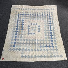 Vintage 40s Handmade White Irish Chain Diamond Patchwork Blanket Quilt 74”x63” picture