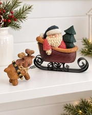 Vintage 1999 Crazy Mountain Santa Sleigh Reindeer Christmas XR3107 picture