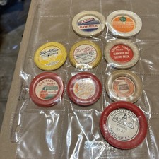 Nice Variety Of Vintage Milk & Juice Bottle Caps Collection Set of 9 picture