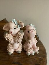 Pair Of Vintage Artmark Spaghetti Lace Pink Poodle Figurines  picture