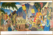 1952 EUGENE SAVAGE HAWAIIAN ART Matson S.S. Lurline menu POMP AND CIRCUMSTANCE picture