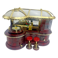 Vintage Wind Up Le Bar Club Music Box Moving Bartender Fleur de Lis picture