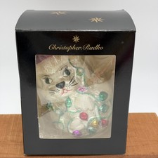 New Sealed 1996 Christopher Radko Kitty Twinkle Glass Ornament 5.5”x3”x3 In Box picture