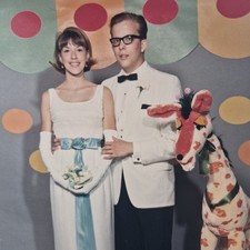 Vntage 1960s Mid Century Prom Photo Kitsch Giraffe Pop Art Hicks Studio Flint Mi picture