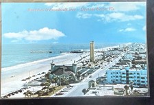 RARE VINTAGE POSTCARD AERIAL VIEW BANDSHELL & BOARDWALK DAYTONA BEACH FL picture