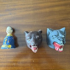 Vintage Boy Scout Cub Scout Plaster Camp Craft Wolf Bear Lionel Wall Plaque Lot picture