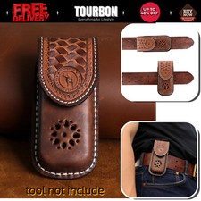 TOURBON Leather Pocket Knife Sheath Folding Knives Case Belt Pouch fit BUCK 112 picture