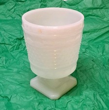 Vintage Napco Milk Glass Cleveland Ohio Pedestal Planter/Vase Goblet Hobnail picture