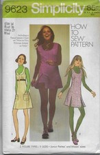 Vintage 70s Simplicity Pattern 9623 MINI-JUMPER, TUNIC. SHORT SHORTS 14 Mod picture