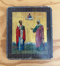 Antique Russian icon painted on 24k gold leaf picture