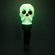 Vintage Green BLINKY Skull Lite Halloween Blow Mold Flashlight picture