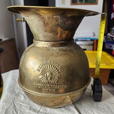 Antique Solid Brass Redskin Chewing Tobacco Double sided Heavy Base-Cuspidor  picture