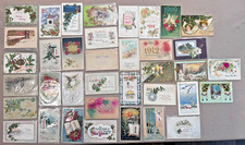 ANTIQUE LOT OF 37 NEW YEAR GREETINGS POSTCARDS FROM THE EARLY 1900'S - A900 picture
