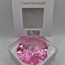 Vintage Oleg Cassini Crystal Paperweight Cut Pink Diamond Elizabeth Round Gift  picture