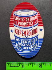 Vintage Keep em Rolling Oil For the War Machine Poster Stamp picture