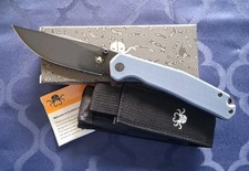 *NEW*🔥 KLAKEN - Lancet EDC Folder w/Black 14C28N Blade & Blue G10 Handle (J335) picture