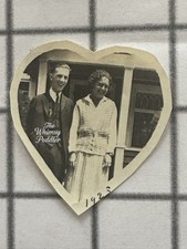 1923 Young Couple Heart-Shaped Hand-Cut Romantic Vintage Photograph picture