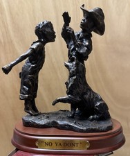 Western Moments “NO YA DON’T” Cowboy Dog Statue Western Bronze Like Resin picture