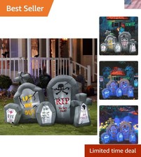 Giant 6.6 Ft LED Tombstone Inflatable for Indoor and Outdoor Halloween Fun picture