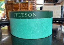 Vintage 1950s 60s STETSON Oval Hat Box Teal Green w/ Inserts 14.5” x 13” x 7” picture