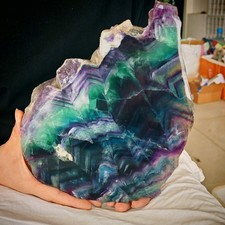 6.93LBNatural fluorite raw stone specimens, multi-colored crystal plate display picture