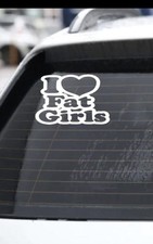 Funny Vinyl Decal Sticker Guy Pulling Gas Car Truck Window Bumper LUV FAT GIRLS picture