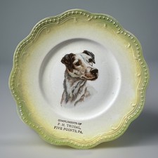 Antique E.F. & Co England Dog Plate Fox Terrier Advertising Trusal PA 19th C picture