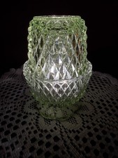 Indiana Glass Diamond Point Green Fairy Lamp picture