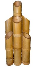 Vintage MCM bamboo sculpture vase planters 18 inch  picture