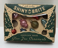 VINTAGE SHINY BRITE MERCURY, GLASS MINIATURE CHRISTMAS TREE ORNAMENTS SET OF 9￼ picture