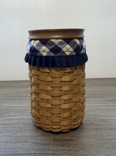 2003 LONGABERGER BLUE RIBBON BANK BASKET  W/ LID, FABRIC LINER & INSERT picture