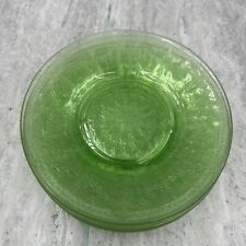 6 Vintage Rose Cameo Green Depression Glass  7