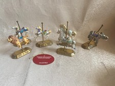 Vtg Westminster Porcelain Bisque Mini Carousel Animal Figure Brass Base Lot of 6 picture