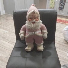 Pink & White Santa Plush Figurine, Fabric/Plastic, 3D Effect Christmas Décor picture