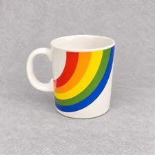 Vintage 1980s Rainbow Mug Pride LGBTQ Retro Ceramic Coffee Cup FTD 80s Decor picture