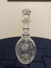 Vtg Heavy Cut And Etched Crystal Decanter With Stopper Frosted Floral Design picture