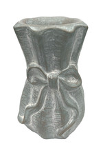 Vtg. Isabel Bloom Cast Concrete Vase with Ribbon, Green w/Whiting, 4
