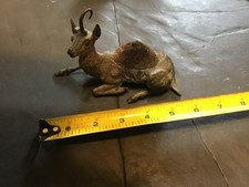 Antique COLD PAINTED BRONZE PEN Wipe Brush ANTELOPE / GOAT / UNICORN ESTATE picture