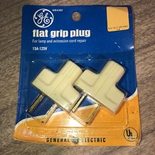 Vintage Retro GE Flat Grip Plug Plugs Ivory GE New in Package New Old Stock picture