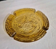Vtg 1970s Anchor Hocking Soreno  6  1/4” Amber Round Ashtray Ripple Glass  picture