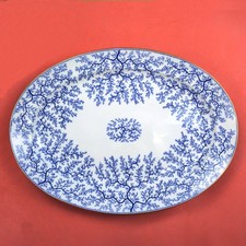 MINTON 1800s HAND PAINTED BLUE SEAWEED FIBRE PLATTER ENGLAND picture
